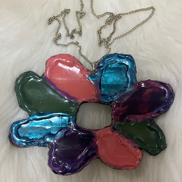 Purple, Blue, Pink, & Green Boho ONE OF KIND Exclusive Hand Designed Necklace - Picture 13 of 17